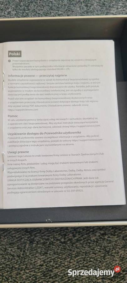 Tablet Lenovo 10 Yoga Smart LTE YTX705L Bąków