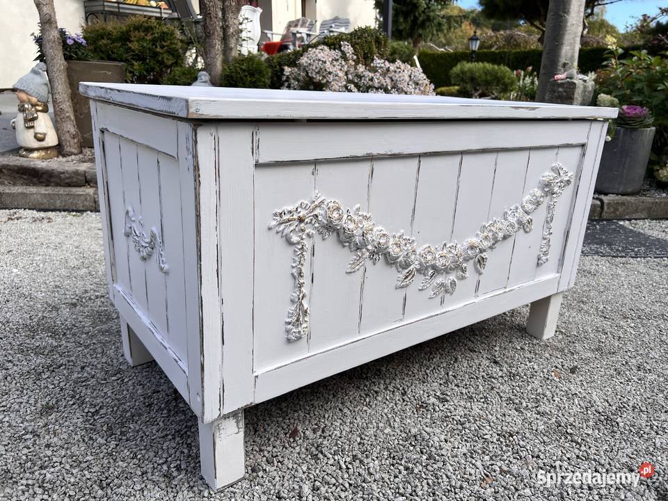 Drewniana skrzynia siedzisko shabby chic Żary