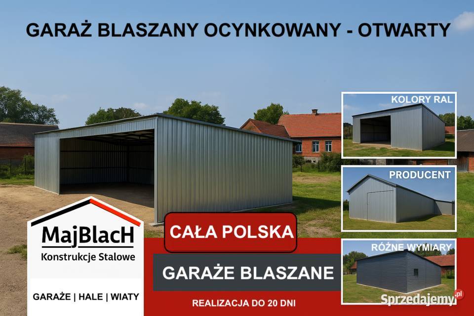 Wiata Ocynkowana Garaż Blaszany HALA Montaż