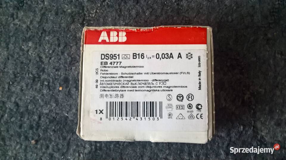 Wyłącznik różnicowonadmiarowy ABB DS951 B160032 Wrocław