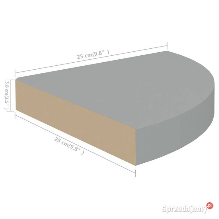 Narożne półki ścienne 2 szare 25x25x38 MDF Warszawa