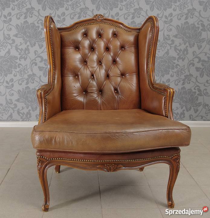 Fotel uszak skóra naturalna stylizowany 4835