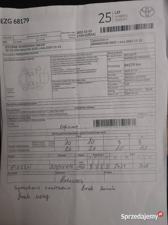 TOYOTA COROLLA CLASSIC PLUS 84500km Głowno