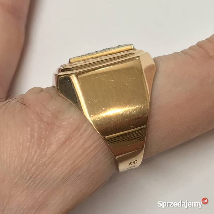 Złoty sygnet 585 14K Retro z diamentami 01ct Art złoto Warszawa