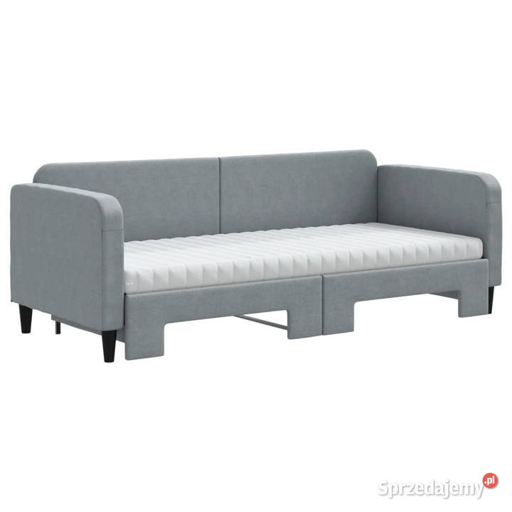 Sofa rozsuwana z materacami jasnoszara tkanina mazowieckie Warszawa