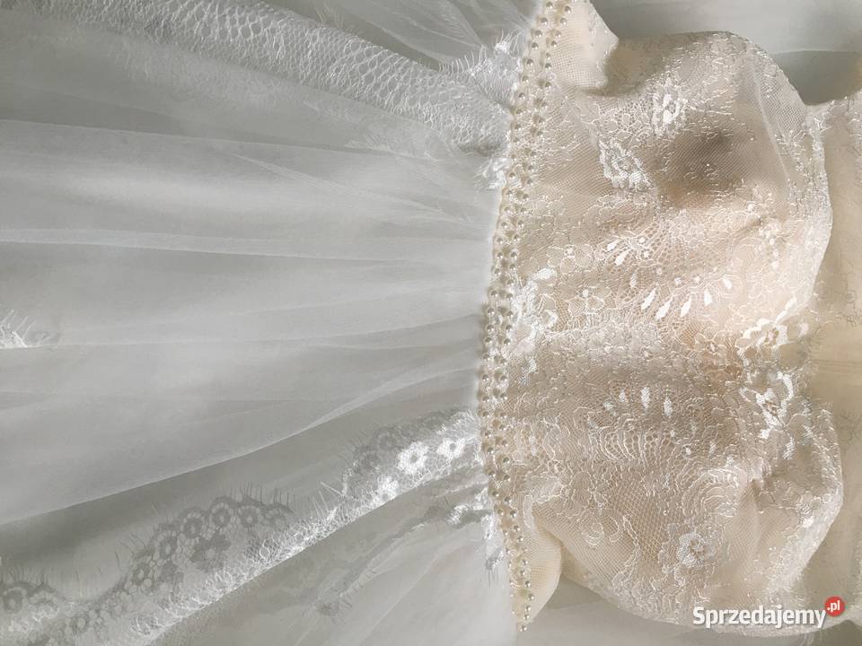 Suknia ślubna boho liniaA ivory perełki 36 S Rozmiar 36(S) sprzedam