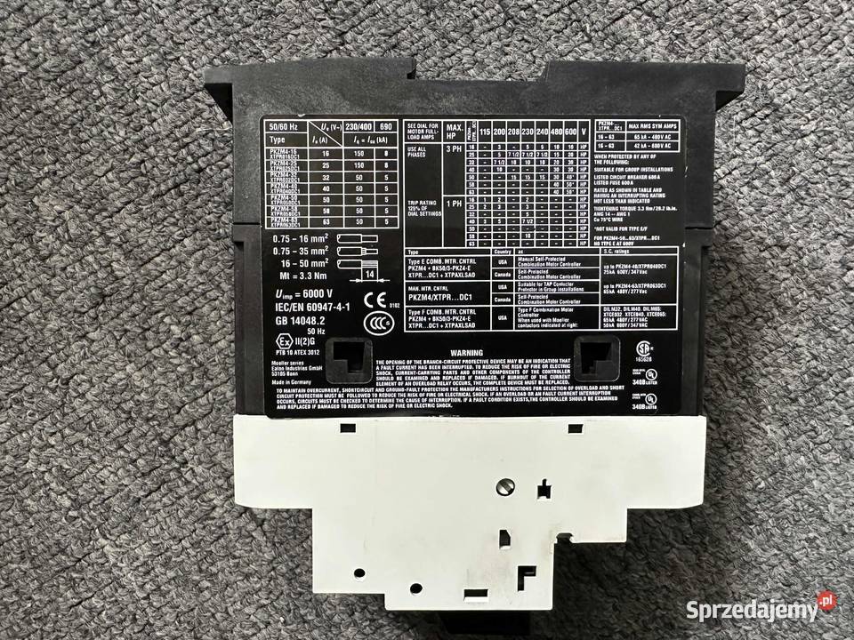 Wyłącznik silnikowy PKZM440 3P 20kW 3240A 222354 Łódź sprzedam