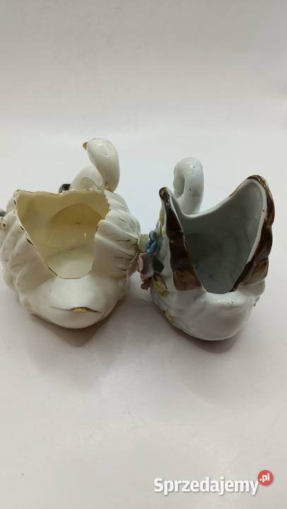 Figurki ceramiczne ptaki małe białe łabędzie Zamość