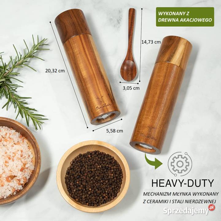 2Ręczny drewniany Młynek Do Soli I Pieprzu Zielonka