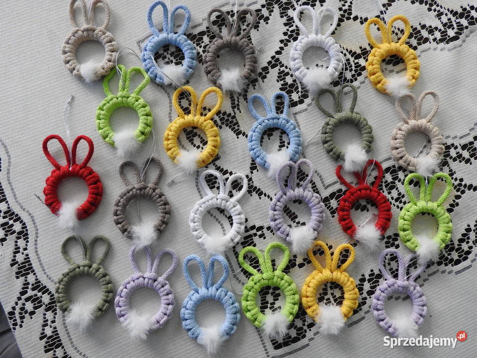 Zajączki ze sznurka do makramy zestaw 4 śląskie Bytom sprzedam