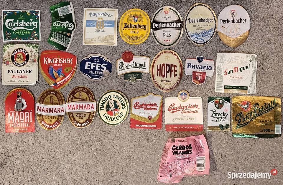 Etykiety piwne zestaw 243 etykiet piwnych Ząbki sprzedam