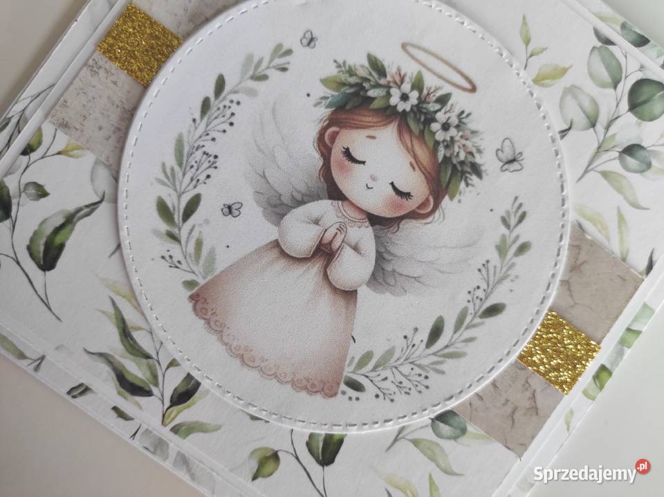 Kartka ręcznie robiona handmade z okazji Chrztu Łódź