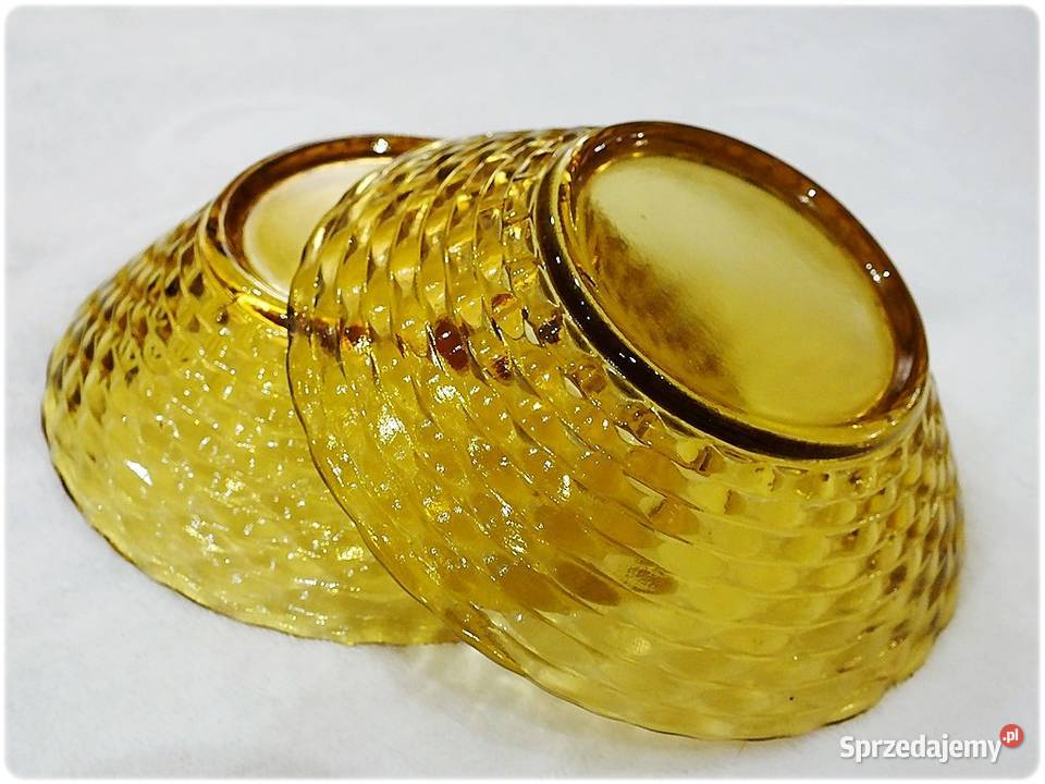 Dwie Salaterki Małe Miseczki Miodowe Huta Szkła lubuskie Żary sprzedam