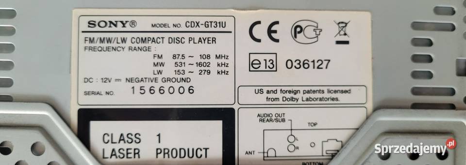 Radio SONY CDXGT31U USB CD Mp3
