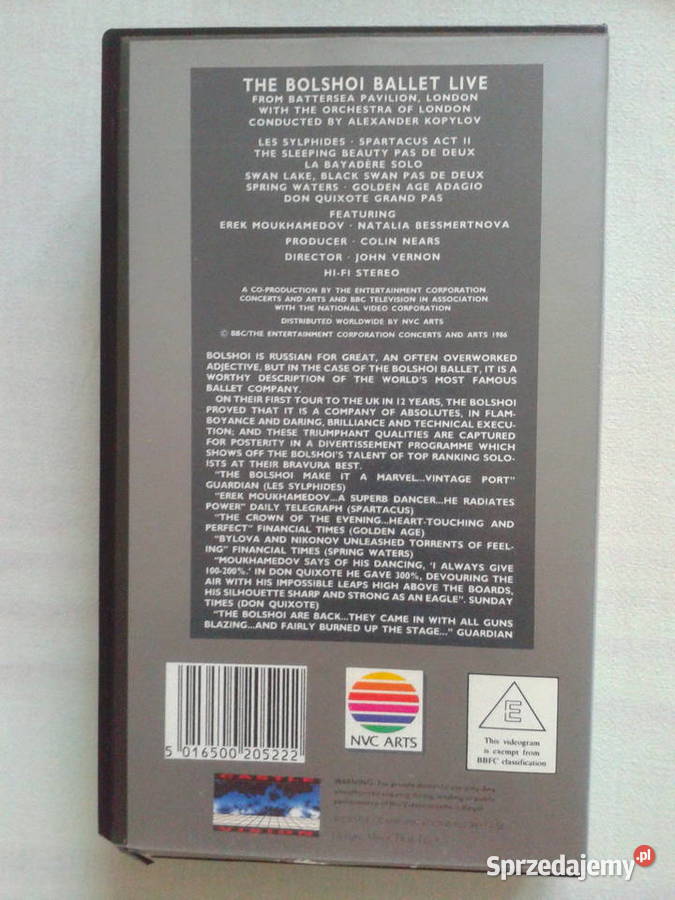 The Bolshoi Ballet LiveDivertissements 1986 VHS Puławy sprzedam