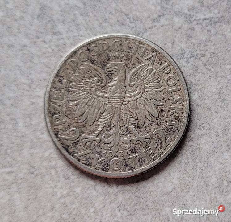 137 POLSKA II RP srebro 2 Złote 1934 r Głowa łódzkie Wola Kruszyńska