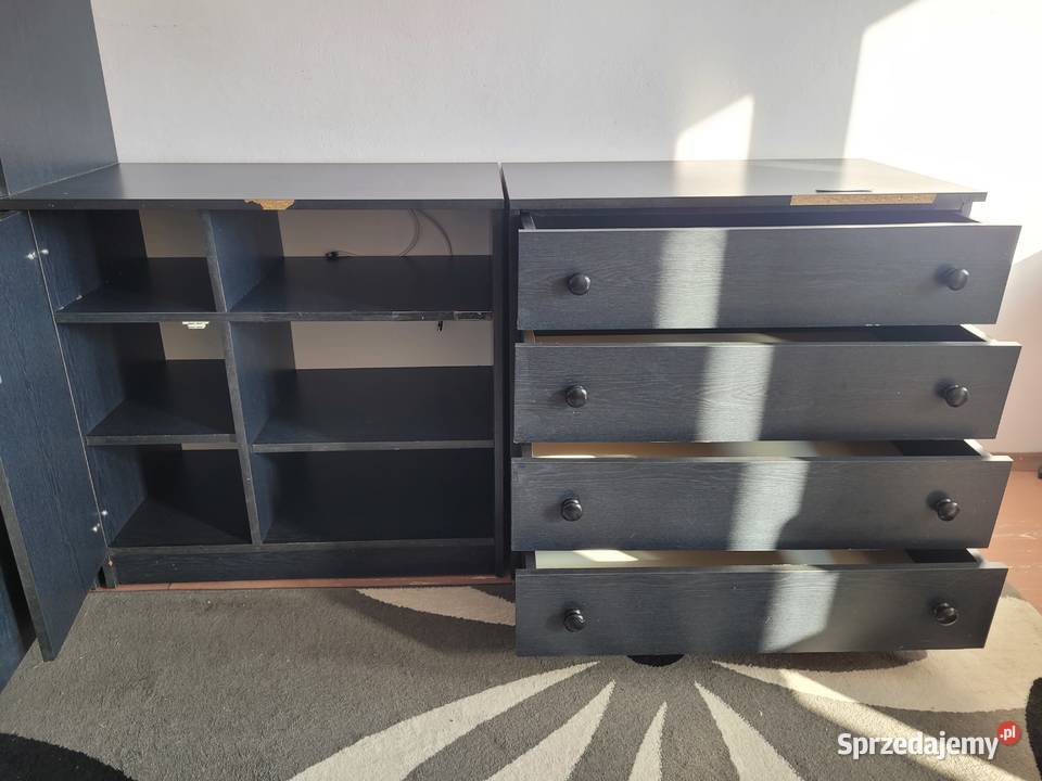 Zestaw czarnych grafitowych mebli szafki komoda