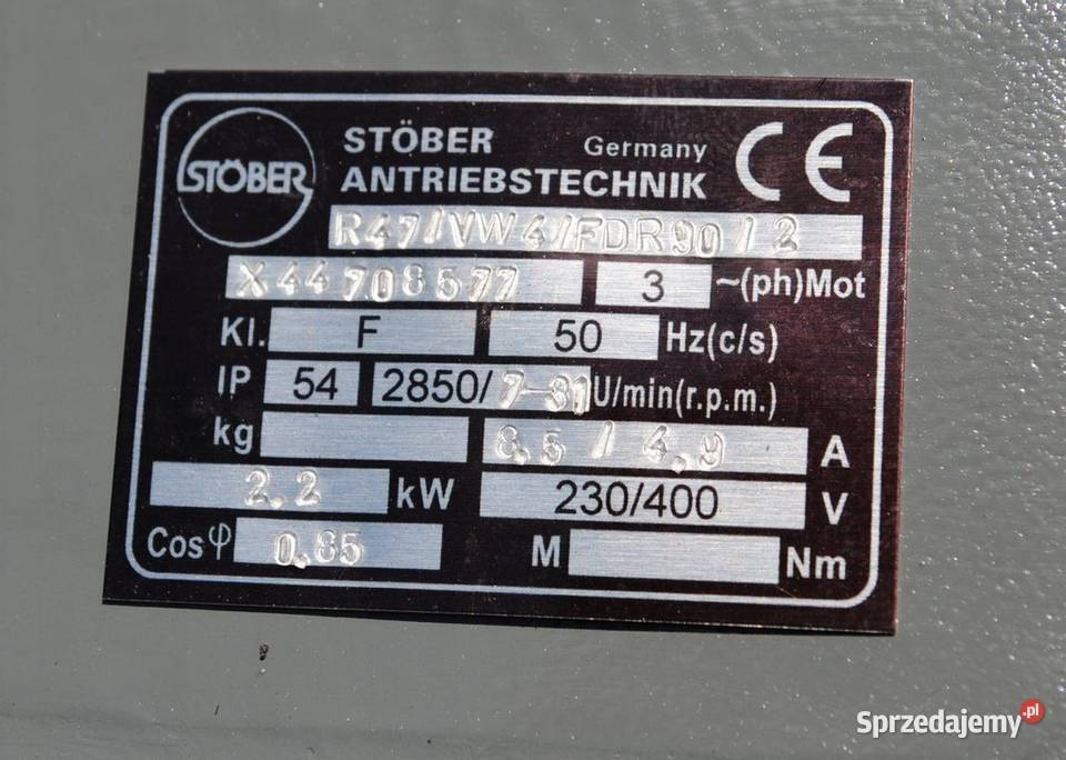 Motoreduktor kątowy 22kw z regulacją 731obrmin sprzedam