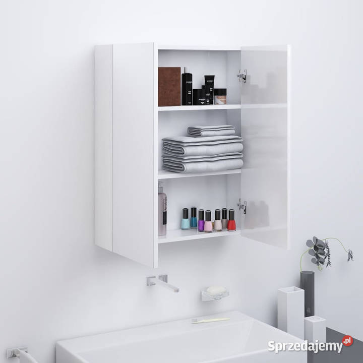 Szafka łazienkowa z lustrem 60x15x75 MDF biel z Warszawa