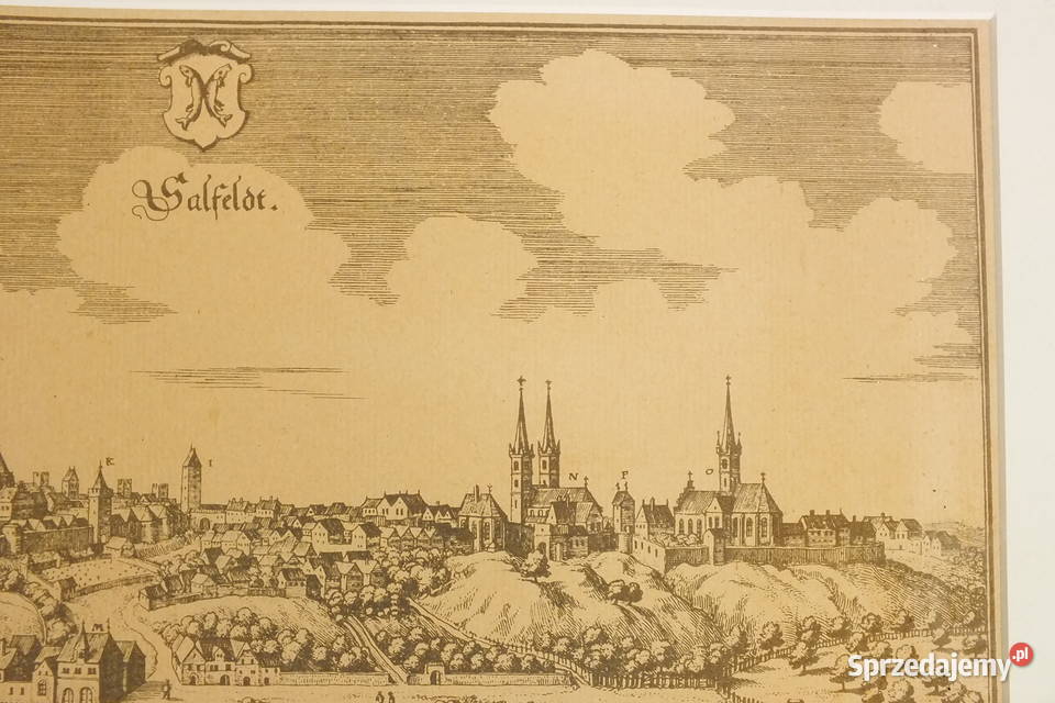 Oryginalny Miedzioryt Saalfeld Merian ok 1650 Lubin