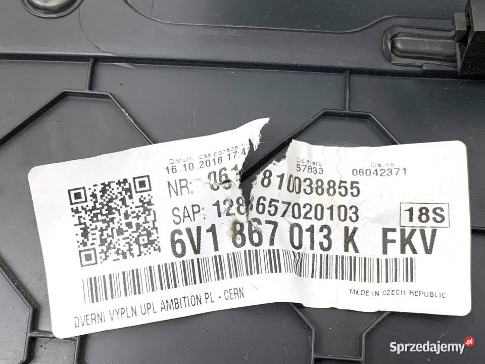 BOCZEK DRZWI LEWY PRZÓD SKODA FABIA III Kombi