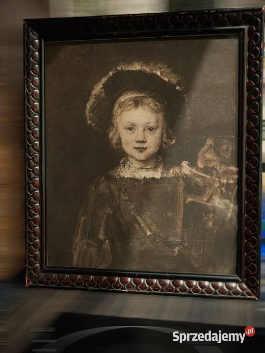 Stara Heliograwiura REMBRANDT Portret Chłopca