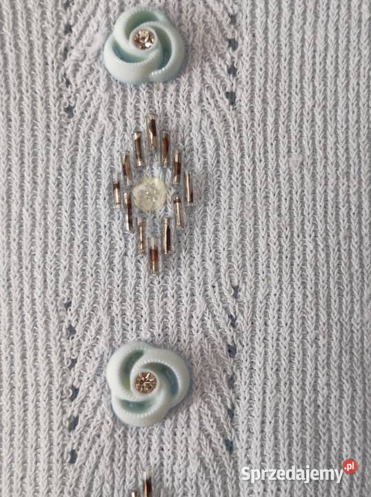 baby blue bluzka top ozdobna koraliki vintage Bez wzoru Kielce