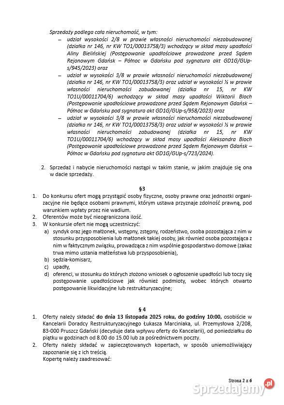 Syndyk sprzeda nieruchomość w miejscowości Jankowice