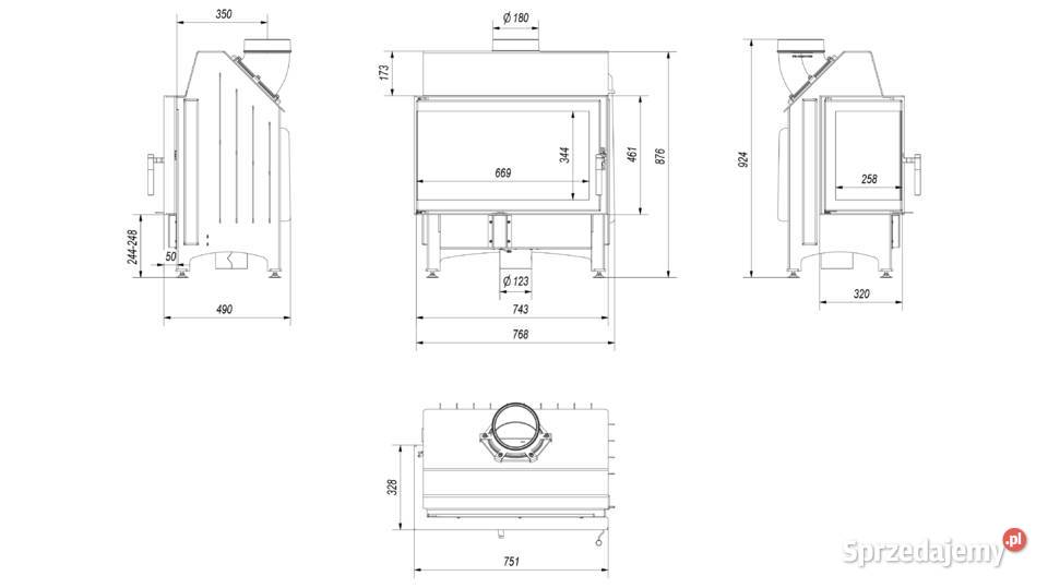 Kominek z wkładem narożnym KRATKI ZIBI P BS z Zielona Góra
