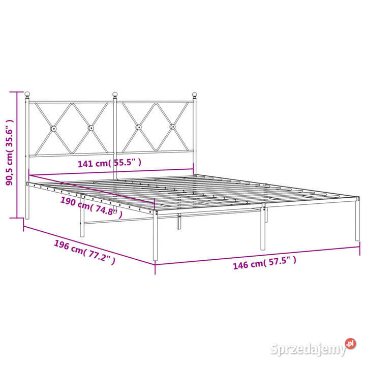 Łóżko Metalowe Białe Rama Łóżka Ze Stelażem 90cm Warszawa