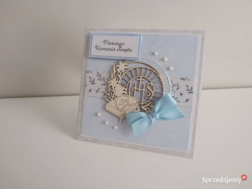 Kartka ręcznie robiona Komunia Święta handmade Łódź