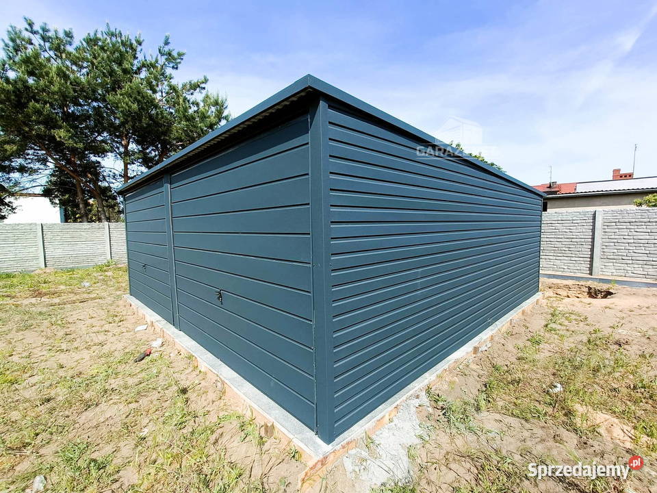GARAŻ BLASZANY 6m x 5m 2X BRAMA UCHYLNA GRAFIT blacha Płock