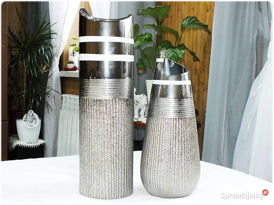Srebrny Wazon ceramiczny dekoracyjny Komplet 2 w lubuskie