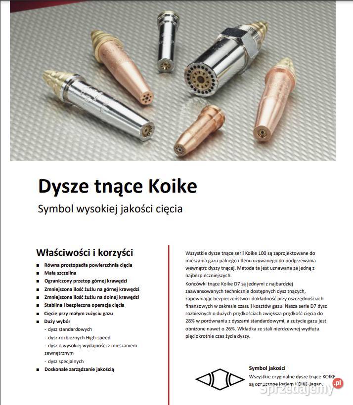 Dysze tnące KOIKE 102D7 Wrocław