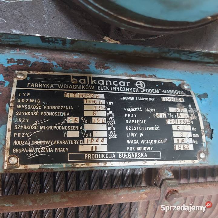 Wciągnik balkancar 1000 wciągarka swnica 1t 5t podlaskie Sokoły