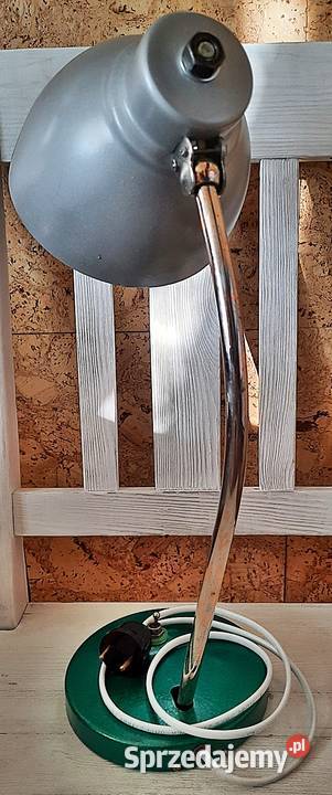 Lampa na biurko z lat PRL zielona podstawa Ostrów Wielkopolski
