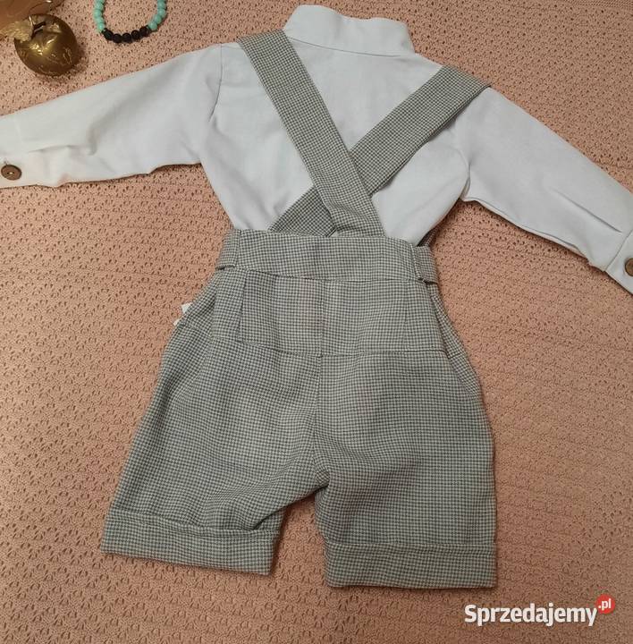 Komplet beżowy do chrztu chłopca z krótkimi Rozmiar 68 Lublin