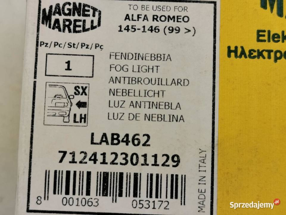 LAMPA HALOGEN LEWA ALFA ROMEO 145 146 19952001