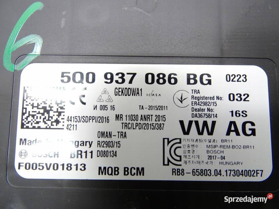 MODUŁ STEROWNIK BCM KOMFORTU SKODA OCTAVIA III sprzedam