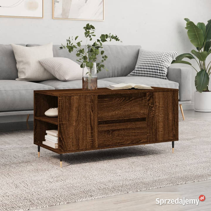 Stolik kawowy brązowy dąb 102x445x50 WM830995 Warszawa