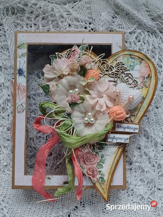 Kartka serce w pudełku a5 hand made Mszana Dolna