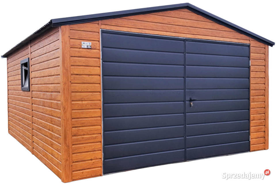 Garaż blaszany 4x5m brama dwuskrzydłowa okno