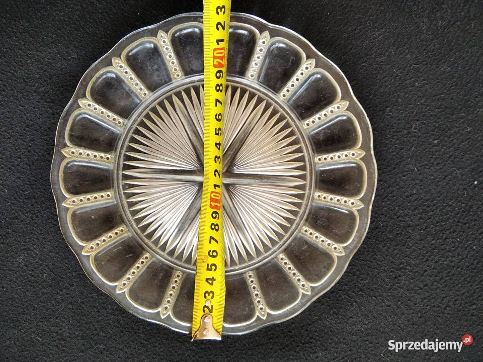 Duży szklany talerz rżnięty patera Ząbkowice PRL Gdańsk sprzedam