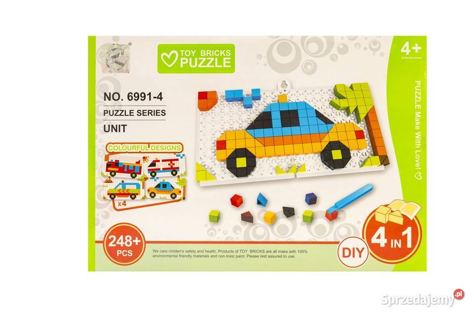 Puzzle układanka dzieci 248 elementów 4w1 AUTA wielkopolskie Poznań