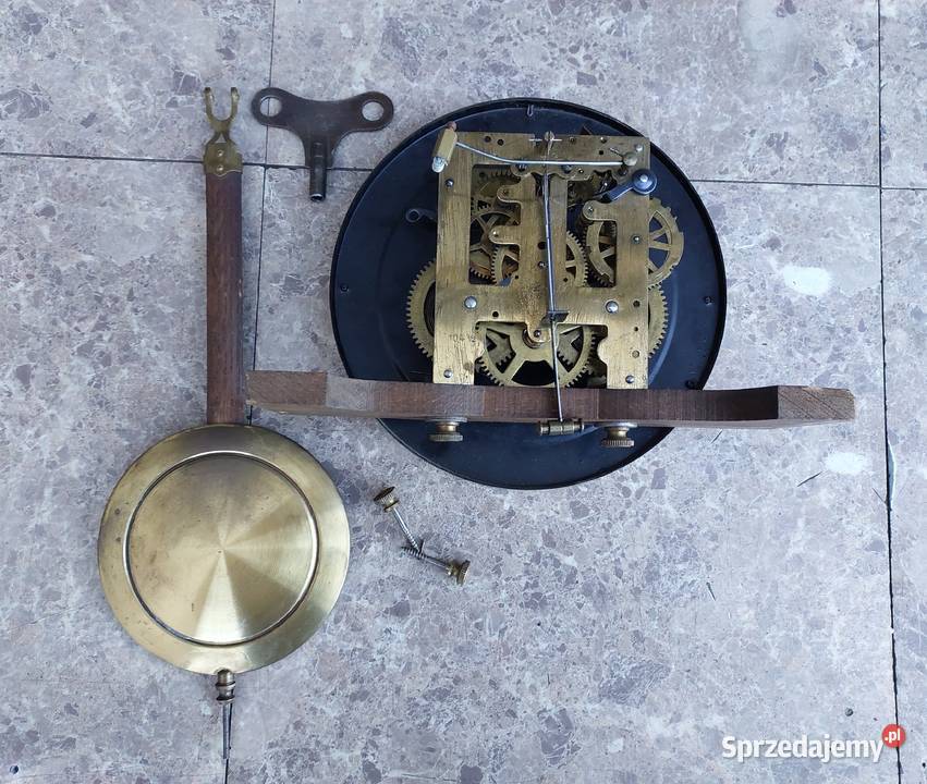 Stary zegar ścienny gabinetowy PHS przedwojenny Tczew
