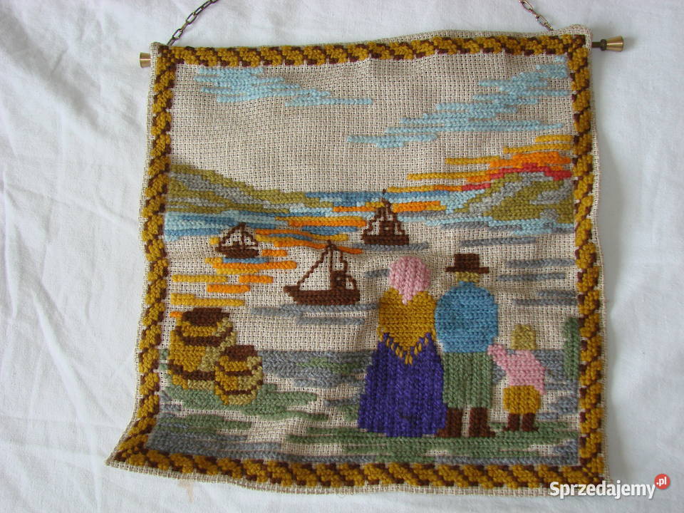 szwedzka makatka haftowana krzyżykiem