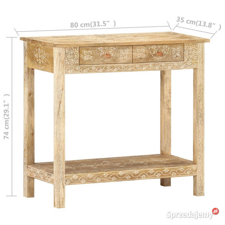 Stolik konsola 80x35x74 lite drewno mango Warszawa