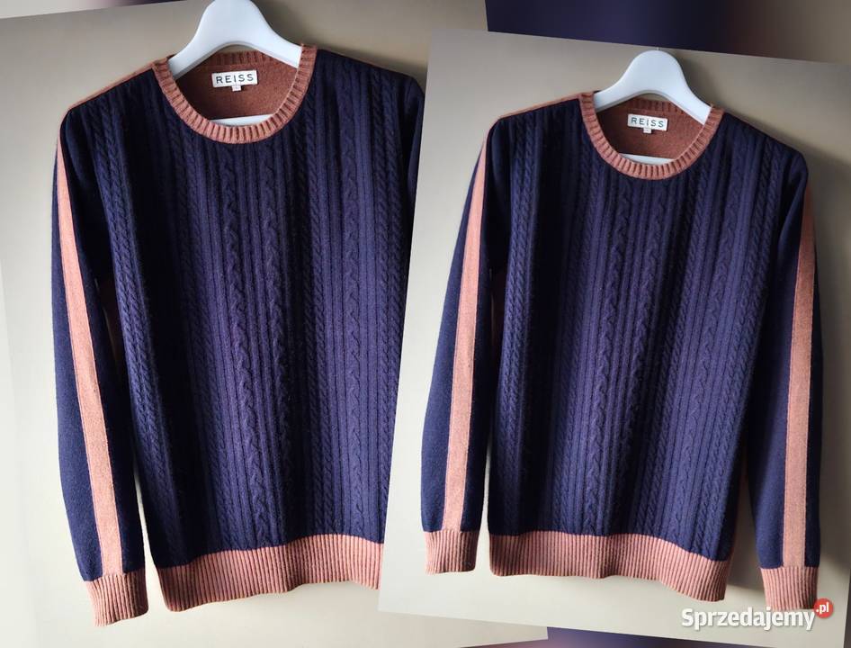 Piękny sweter męski Reiss rozmiar L bogaty niebieski Lublin
