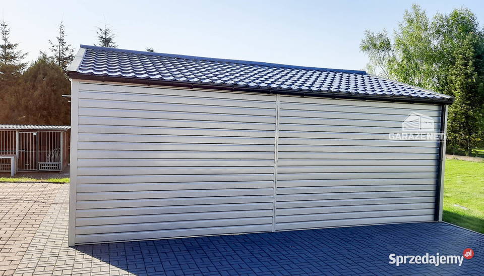 GARAŻ BLASZANY 65m x 6m DWUSPAD 2X BRAMA UCHYLNA Łapanów