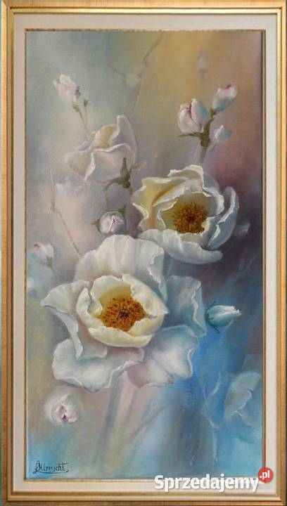 Dzika Róża ręcznie malowany olejny LOlbrycht Nowy Sącz